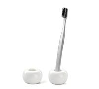 Lot de 2 Porte Brosse à Dents en Céramique Blanche, pour Lavabo, Support Brosse a Dent Electrique ou Manuelle, pour Rasoir, Brossette, Rangement Hygiénique Comptoir, Toothbrush Holder for Bathroom
