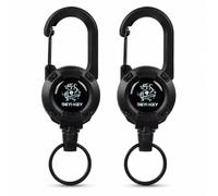 Lot de 2 Porte-Clés Rétractables avec Câble Acier Inox 60cm, Enrouleur Badge JoJo, Mousqueton, Anti-Perte, Compact & Anti-Emmêlement pour Extérieur, Travail, Quotidien