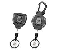 Lot de 2 porte-clés rétractables robustes avec clip ceinture et mousqueton, longueur rétractée : 226 g, câble en acier de 80 cm, porte-badge tactique avec porte-clés.