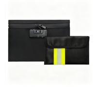 Lot de 2 porte-documents ignifuges - Étanche - Cadenas à combinaison pour | Dossier de sécurité en Oxford 600D avec bandes réfléchissantes, imperméable, 2 tailles 21 x 13,5 et 24 x 16,5 cm