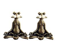 Lot de 2 Porte-encens en Laiton en Forme de Grenouille en Laiton Vintage, Figurine de Grenouille de Yoga de méditation, décorations de Bureau pour Animaux de Compagnie, Sculpture de Jardin en métal