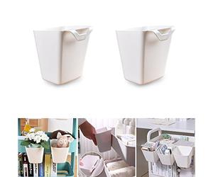 Lot de 2 porte-gobelets à suspendre, panier de rangement mural, conteneurs de plantes, seau de rangement, pot de fleurs ou porte-crayons de maquillage pour la décoration de la maison(2 blanc)