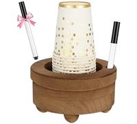 Lot de 2 porte-gobelets en bois avec fente pour marqueur pour fêtes, distributeur de gobelets marron pour salle de bain, cuisine, organiseur élégant pour pique-nique, douche