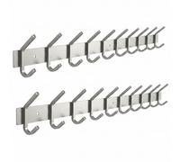 Lot de 2 porte-manteaux muraux en nickel brossé de 76,2 cm en acier inoxydable avec 10 crochets doubles robustes pour entrée, salle de bain, chambre à coucher, serviettes, chapeaux