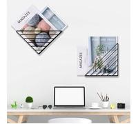 Lot de 2 porte revue mural - Triangle Porte revues - pour Journaux, Livres, Tablettes et Dossiers - Noir - 23.5*5*23.5cm