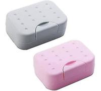 Lot De 2 Porte-Savons De Voyage ¿ Rose Et Gris, Étanches, Compacts, Parfaits Pour Les Cadeaux, La Maison Et L'extérieur
