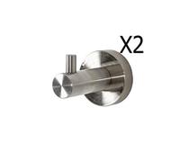 Lot de 2 porte-serviettes coloris acier inox - Dim : L 5 x P 5 x H 7 cm --