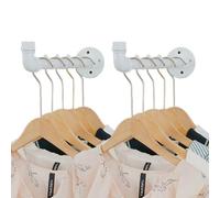 Lot de 2 porte-vêtements muraux industriels - Cintre en métal robuste avec crochet, porte-vêtements mural, barre de penderie murale pour vêtements, tringle de suspension pour placard, blanc