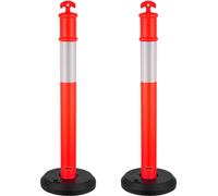 Lot de 2 poteaux de signalisation routière, cônes de sécurité routière de 1140 mm avec base remplissable et bandes réfléchissantes, poteaux de signalisation robustes pour chantiers, parkings, contrôle