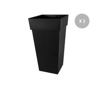Lot De 2 Pots De Fleur Carré Toscane 43 X H.80 Cm - Anthracite Gris