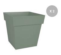 Lot de 2 Pots de fleur carrés vert laurier EDA Toscane - 39 x 39 cm Vert G