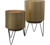 Lot de 2 Pots de Fleur Métal Or Piétément Filaire Noir - HORTEGA - ALTOBUY Or