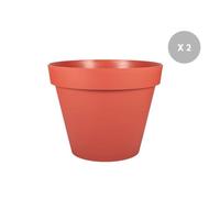 Lot De 2 Pots De Fleur Rond Toscane Ø 100 X H.79,5 Cm - Orange Terre Battue - Eda Gris