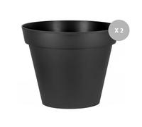 Lot De 2 Pots De Fleur Rond Toscane Ø 100 X H.79 Cm Anthracite - Eda Gris