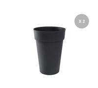 Lot de 2 Pots de fleur rond Toscane Ø 44 x H.53 cm Anthracite -