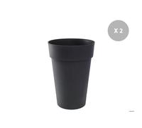 Lot de 2 Pots de fleur rond Toscane Ø 44 x H.53 cm Anthracite - Eda