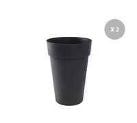 Lot De 2 Pots De Fleur Rond Toscane Ø 44 X H.53 Cm Anthracite - Eda Gris