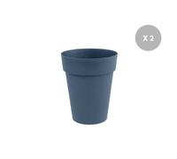 Lot De 2 Pots De Fleur Rond Toscane Ø 44 X H.53 Cm - Bleu Jean - Eda Gris