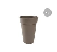 Lot de 2 Pots de fleur rond Toscane Ø 44 x H.53 cm Taupe -