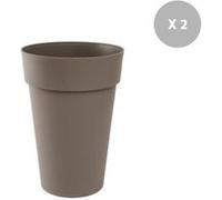 Lot de 2 Pots de fleur rond Toscane Ø 44 x H.53 cm Taupe - Eda Taupe G