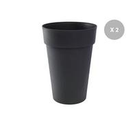 Lot de 2 Pots de fleur rond Toscane Ø 46 x H.65 cm Anthracite -