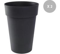 Lot de 2 Pots de fleur rond Toscane Ø 46 x H.65 cm Anthracite - Eda anthracite G