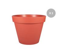 Lot De 2 Pots De Fleur Rond Toscane Ø 46 X H.65 Cm - Orange Terre Battue - Eda Gris