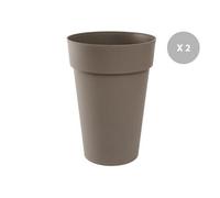 Lot de 2 Pots de fleur rond Toscane Ø 46 x H.65 cm Taupe -