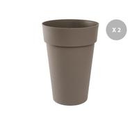 Lot De 2 Pots De Fleur Rond Toscane Ø 46 X H.65 Cm Taupe - Eda Gris