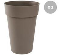 Lot de 2 Pots de fleur rond Toscane Ø 46 x H.65 cm Taupe - Eda Taupe G