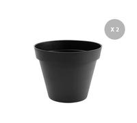 Lot De 2 Pots De Fleur Rond Toscane Ø 60 X H.47 Cm Anthracite - Eda Gris