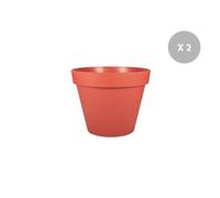 Lot De 2 Pots De Fleur Rond Toscane Ø 60 X H.47 Cm - Orange Terre Battue - Eda Gris