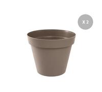 Lot De 2 Pots De Fleur Rond Toscane Ø 60 X H.47 Cm Taupe - Eda Gris
