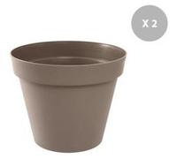Lot de 2 Pots de fleur rond Toscane Ø 60 x H.47 cm Taupe - Eda Taupe G