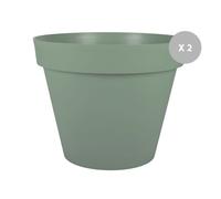 Lot De 2 Pots De Fleur Rond Toscane Ø 60 X H.47 Cm Vert Laurier - Eda Gris