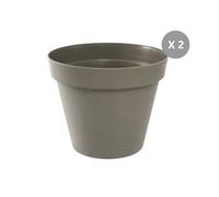 Lot De 2 Pots De Fleur Rond Toscane Ø 80 X H.66 Cm Taupe - Eda Marron