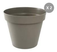 Lot De 2 Pots De Fleur Rond Toscane Ø 80 X H.66 Cm Taupe - Eda Marron