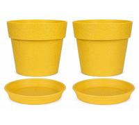 Lot de 2 pots de fleurs 48cm Fabriqués en France + Soucoupes assorties - Jaune