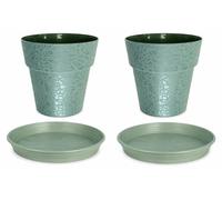 Lot de 2 pots de fleurs 48cm Fabriqués en France + Soucoupes assorties - Vert argile