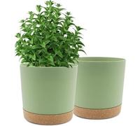 Lot de 2 pots de fleurs de 25,4 cm, vases pour plantes d'intérieur avec trous de drainage et fond amovible, cache-pot, décoration moderne pour plantes d'intérieur (vert, 25,4 cm)