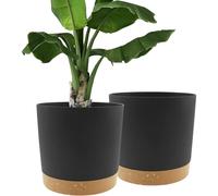 Lot de 2 pots de fleurs de 30,5 cm, gris foncé, avec soucoupes, pour intérieur et extérieur