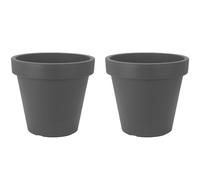 Lot de 2 pots de fleurs en plastique - Anthracite Ø48 cm - double paroi - Hauteur 43 cm