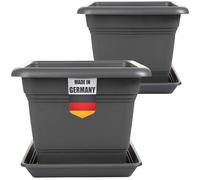 Lot de 2 pots de fleurs grand extérieur - 48 x 48 cm - 84 l - Anthracite - XXL - Pot de fleurs robuste - Design moderne - Pour jardin et terrasse