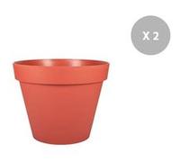 Lot de 2 pots de fleurs ronds Eda Toscane - Ø 60 x H.47 cm, orange terre battue Orange