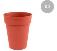 Lot de 2 pots de fleurs ronds Eda Toscane orange terre battue Ø 44 x 53 cm Orange