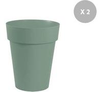 Lot de 2 pots de fleurs ronds en plastique EDA Toscane vert laurier - Ø 44 cm Vert G