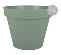 Lot de 2 Pots de fleurs ronds en plastique EDA Toscane vert laurier Ø 60 cm - Eda Vert G