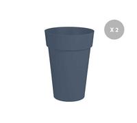 Lot de 2 pots de fleurs ronds Toscane - Ø 46 x H.65 cm, bleu jean