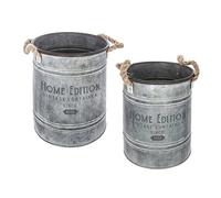 Set de 2 seaux métal gris D19/23cm - Atmosphera Créateur d'intérieur