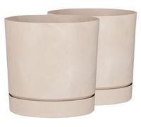 Lot de 2 pots ronds pour fleurs avec sous-coupe, diamètre 35 cm